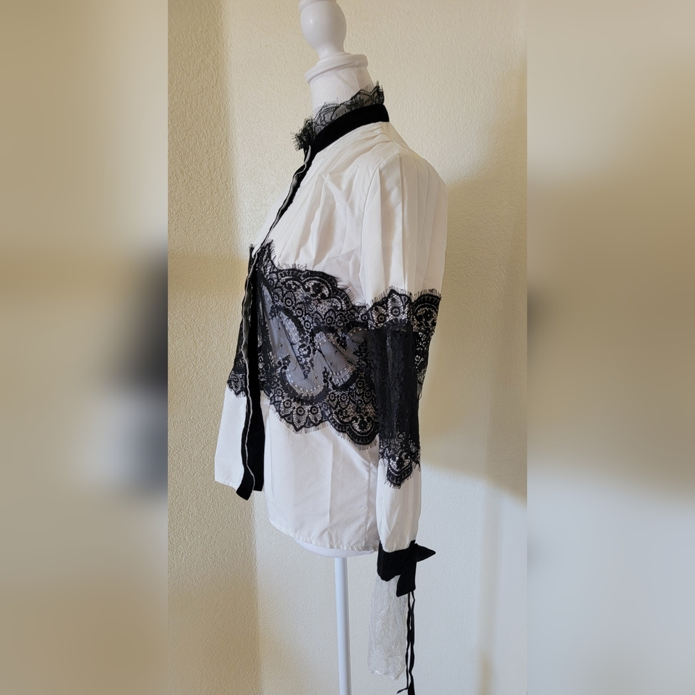 Beulah Style Coquette Black Organza Sheer Lace, Size Medium - Picture 3 of 7